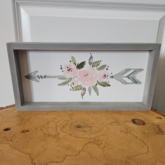 Hobby Lobby Floral Arrow Wooden Sign - Picture 1 of 5